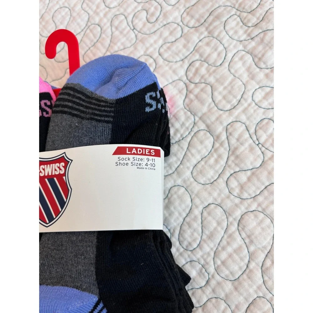 K-Swiss Ladies 6 Pair Low Cut Performance Socks Multi Color Size 9-11 Shoe 4-10